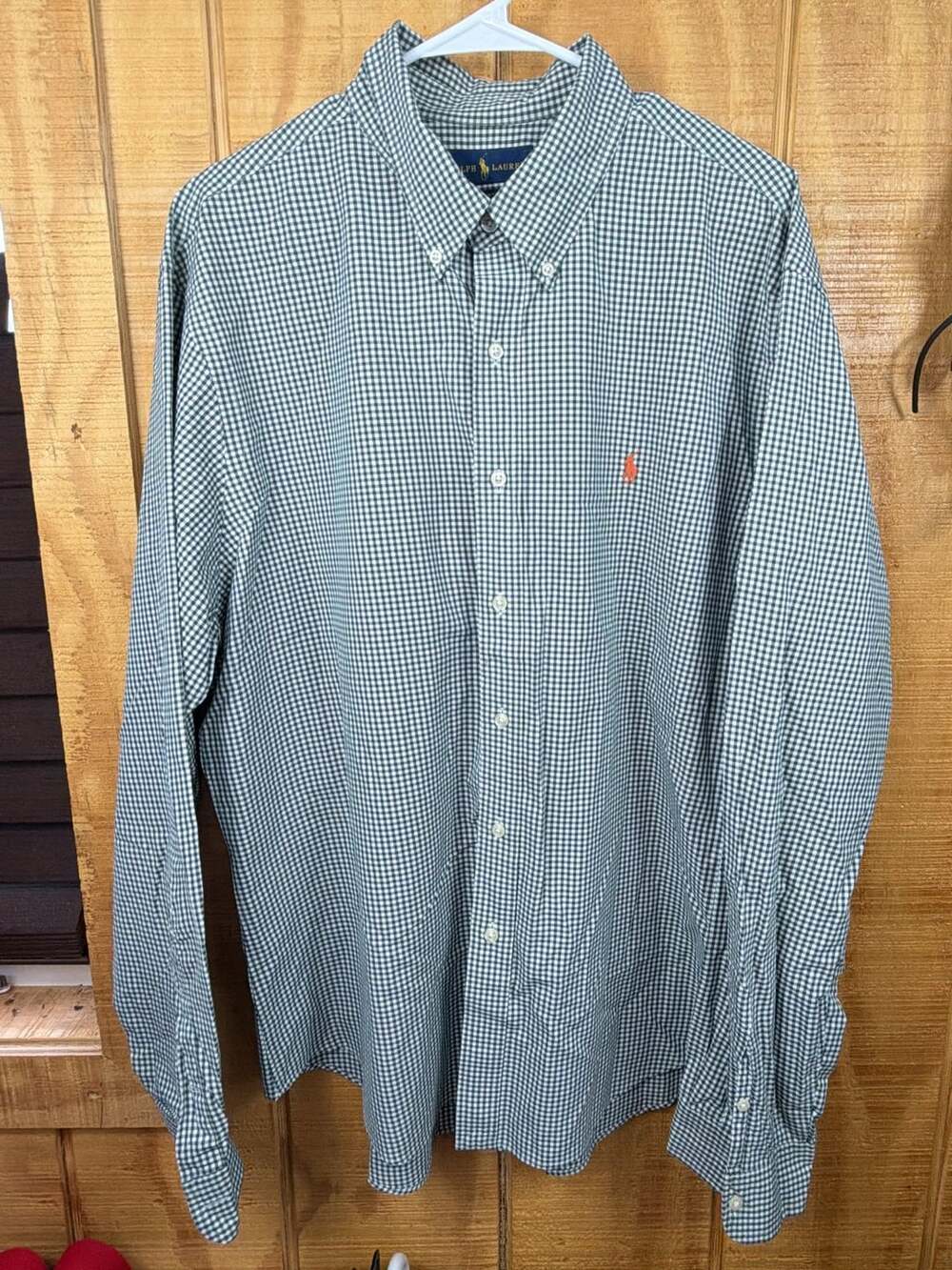 Ralph Lauren Slim Fit Green White Gingham Check Long Sleeve Button-Down XXL